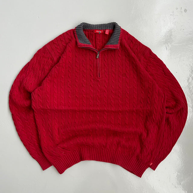 IZOD 1/4 ZIP CABLE KNIT - XL