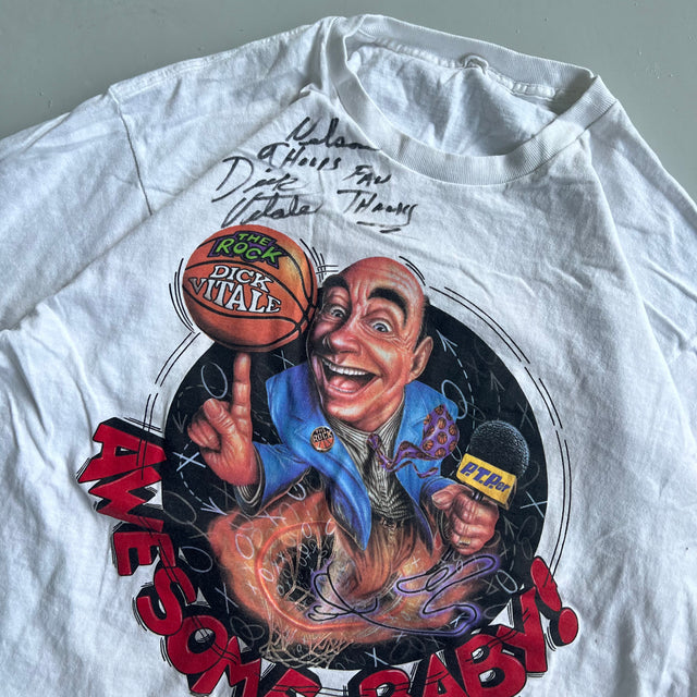 THE ROCK DICK VITALE BASKETBALL SIGNED TEE - LARGE