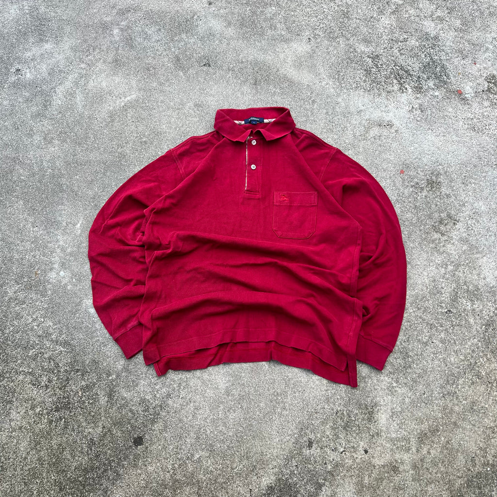 BURBERRY MAROON RUGBY POLO - MEDIUM – Addiction.Vtg