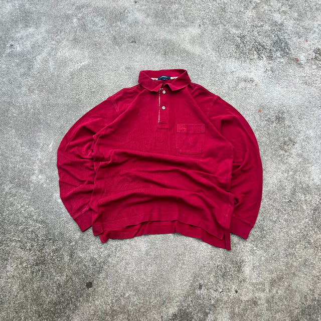 BURBERRY MAROON RUGBY POLO - MEDIUM