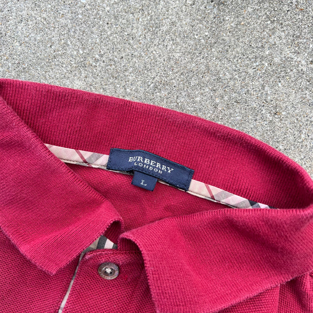 BURBERRY MAROON RUGBY POLO - MEDIUM