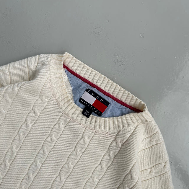 TOMMY HILFIGER CABLE KNIT CRESTED PULLOVER - LARGE/XL